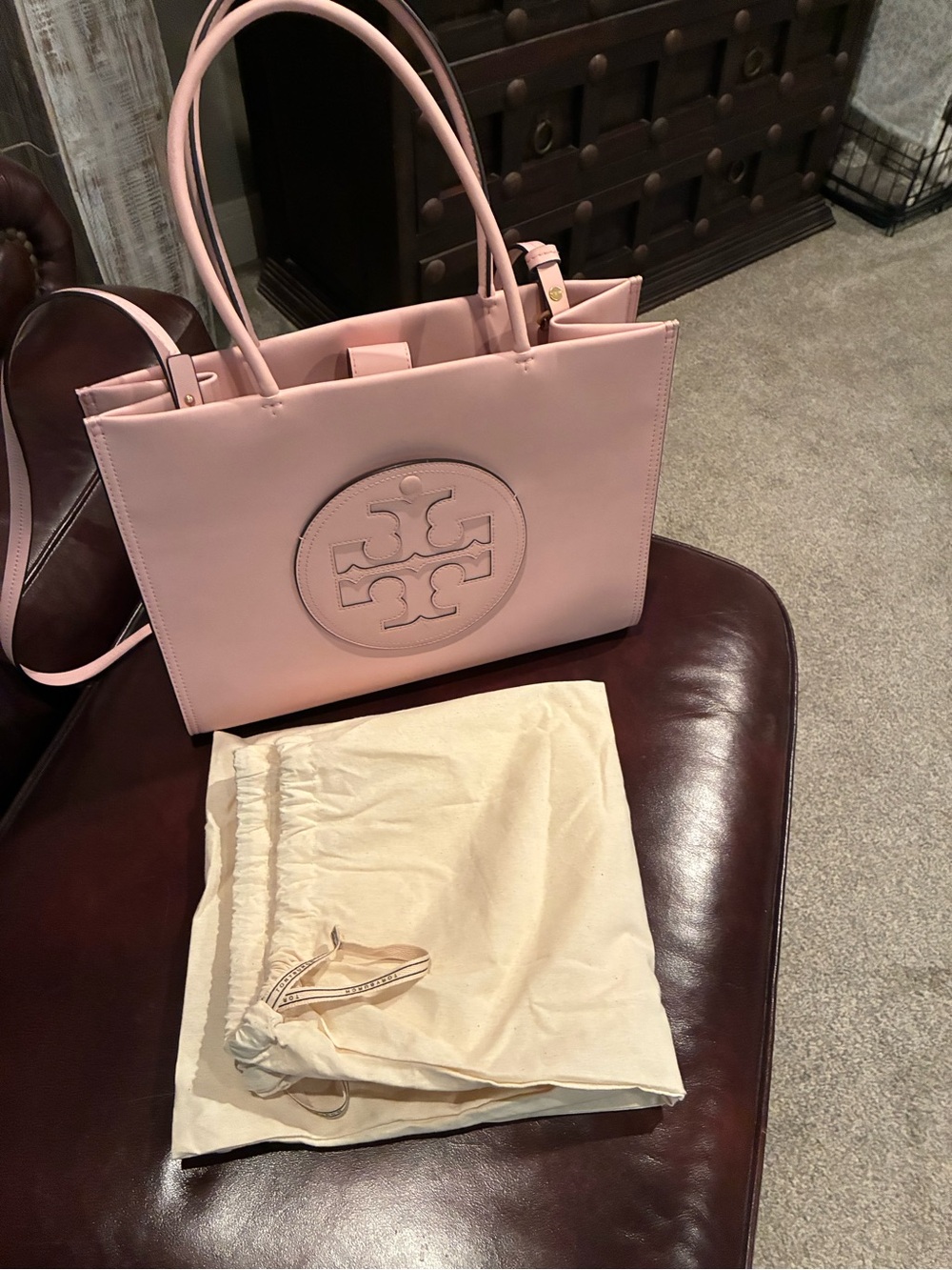 Tory Burch Blush Pink Leather Logo Tote. Authentic Tory Burch purse.
